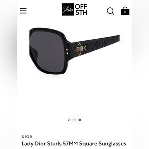 Christian Dior Lady Dior Studs 57mm Square Sunglasses Quilted Arms Golden Logo